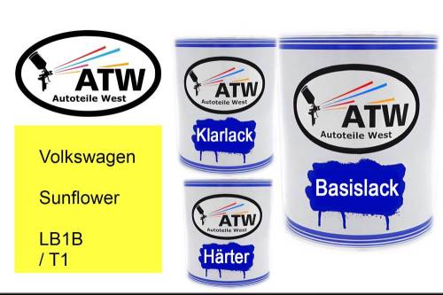 Volkswagen, Sunflower, LB1B / T1: 1L Lackdose + 1L Klarlack + 500ml Härter - Set, von ATW Autoteile West.